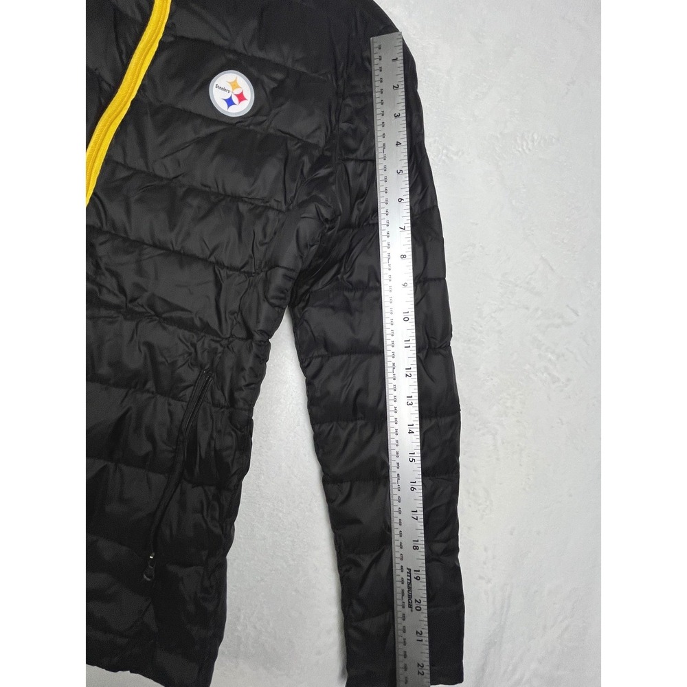 Pittsburgh Steelers Women's Small Puffer Jacket Black Yellow NFL Quilted Coat - Picture 9 of 13